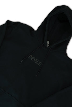 Devils Black on Black Hoodie "I JUST WORK HERE"