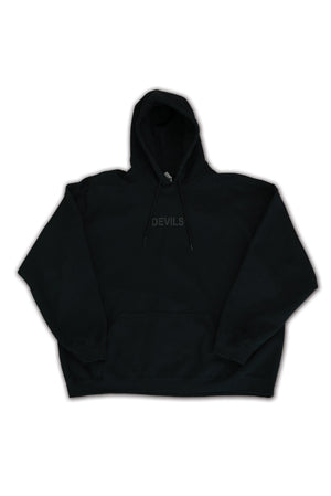 Devils Black on Black Hoodie "I JUST WORK HERE"