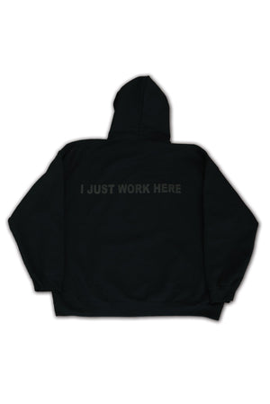 Devils Black on Black Hoodie "I JUST WORK HERE"