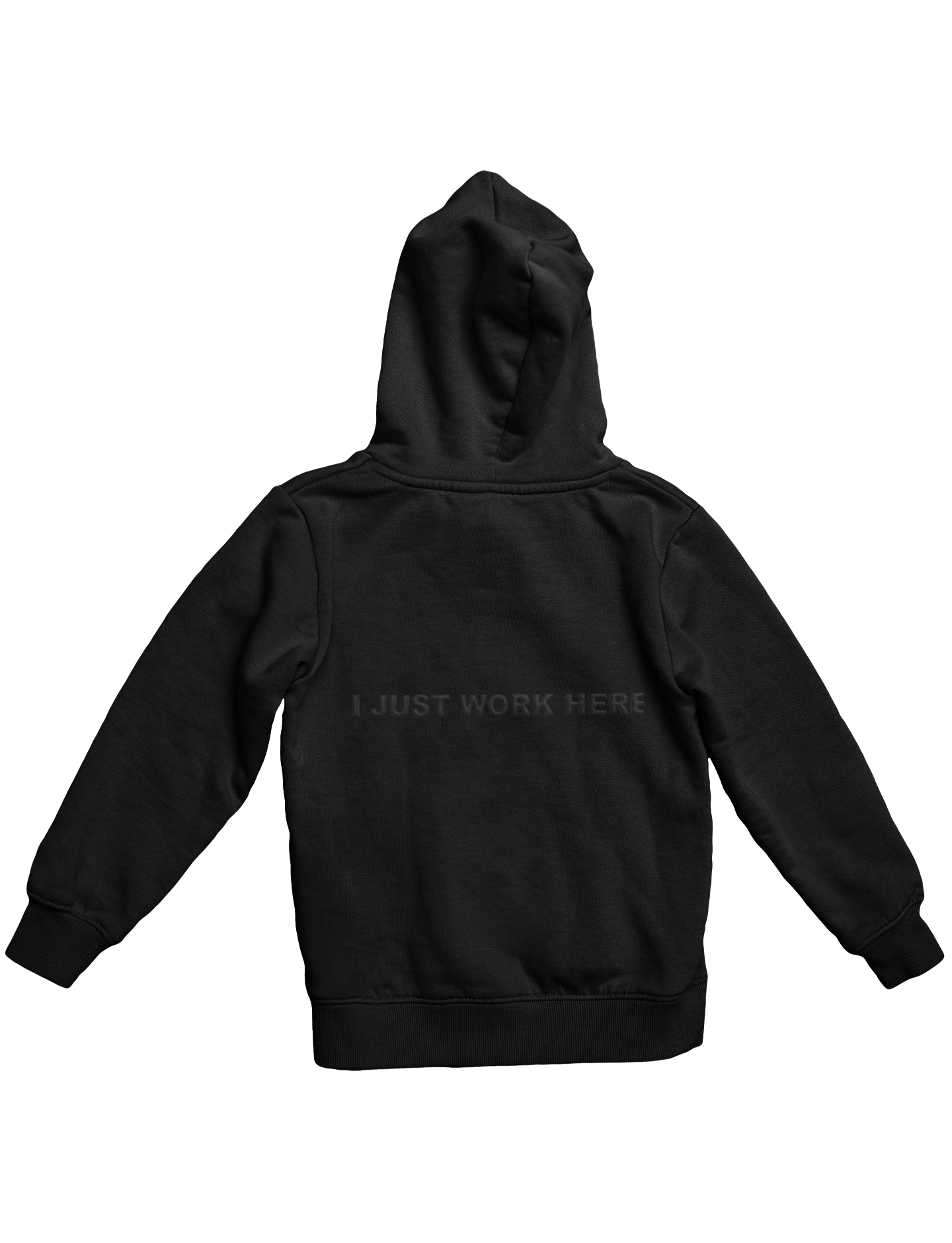 Devils Black on Black Hoodie "I JUST WORK HERE"