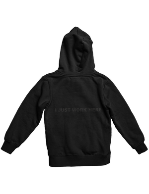 Devils Black on Black Hoodie "I JUST WORK HERE"